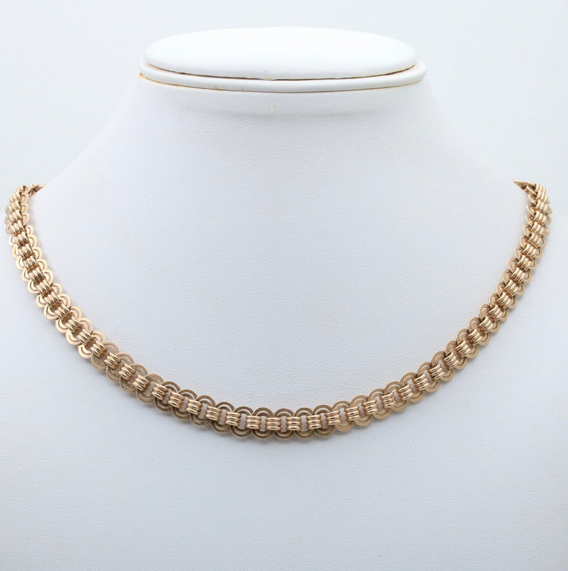 Antique 14K Gold Oval Link Book Chain, 20.25” Long