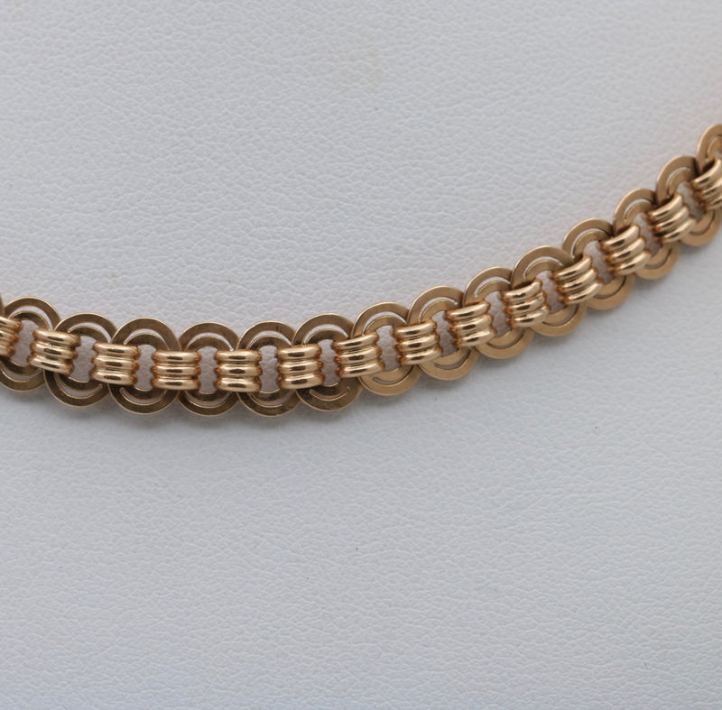 Antique 14K Gold Oval Link Book Chain, 20.25” Long
