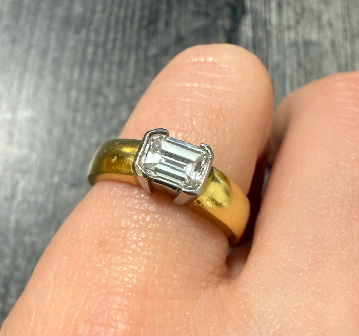 Jeff Cooper Emerald Cut Diamond Band in Platinum and 18K Gold