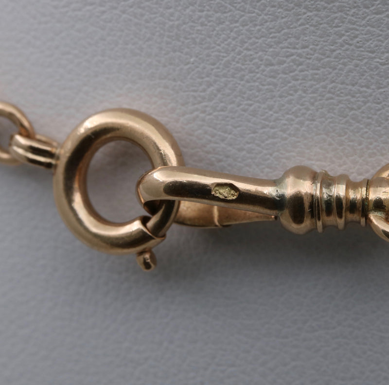 Antique 14K Gold Oval Link Book Chain, 20.25” Long