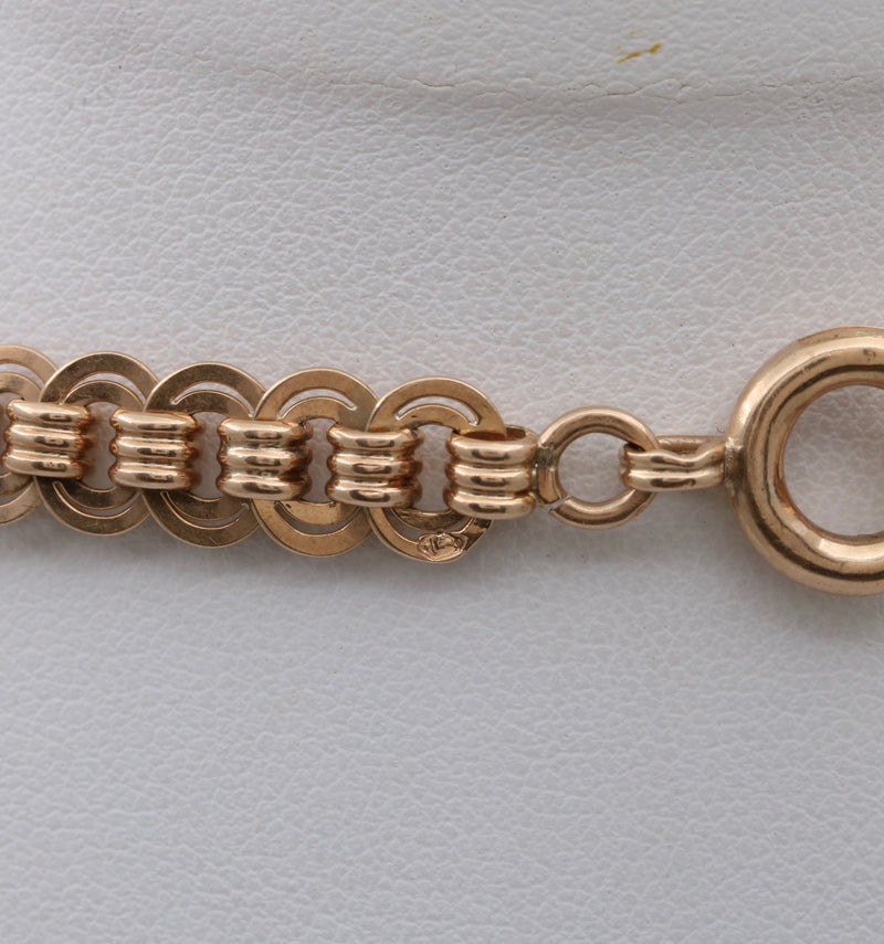 Antique 14K Gold Oval Link Book Chain, 20.25” Long