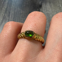Cabochon Green Tourmaline Twist Band in 14K Gold