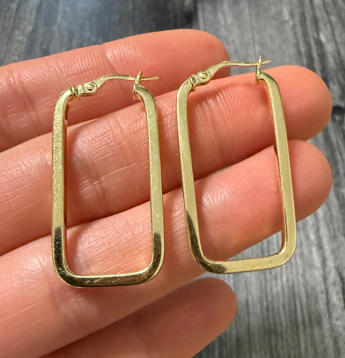 Rectangular 14K Gold Hoop Earrings