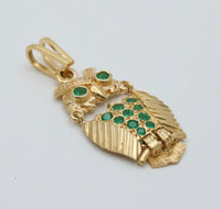Vintage 18K Gold and Emerald Owl Charm