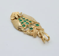 Vintage 18K Gold and Emerald Owl Charm