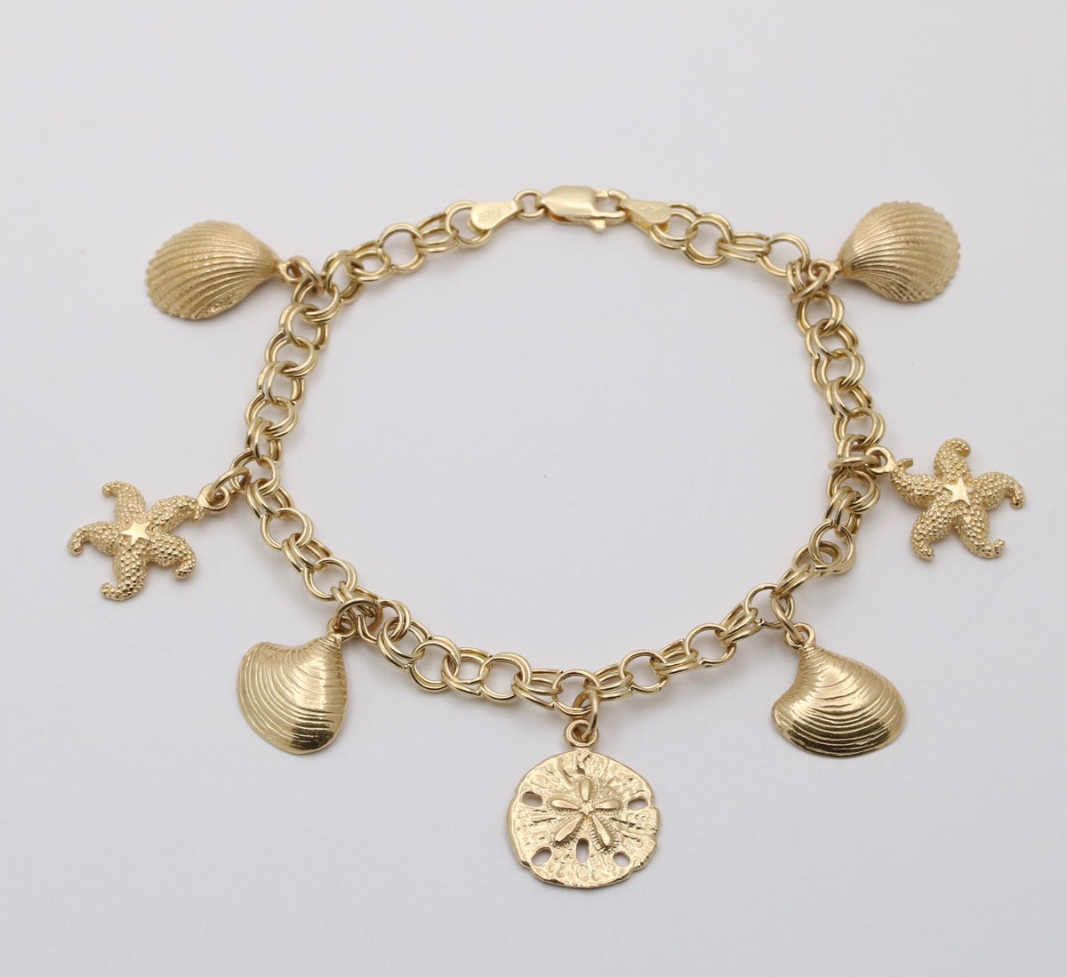 Vintage Ocean Themed 14K Gold Charm Bracelet – Alpha & Omega Jewelry