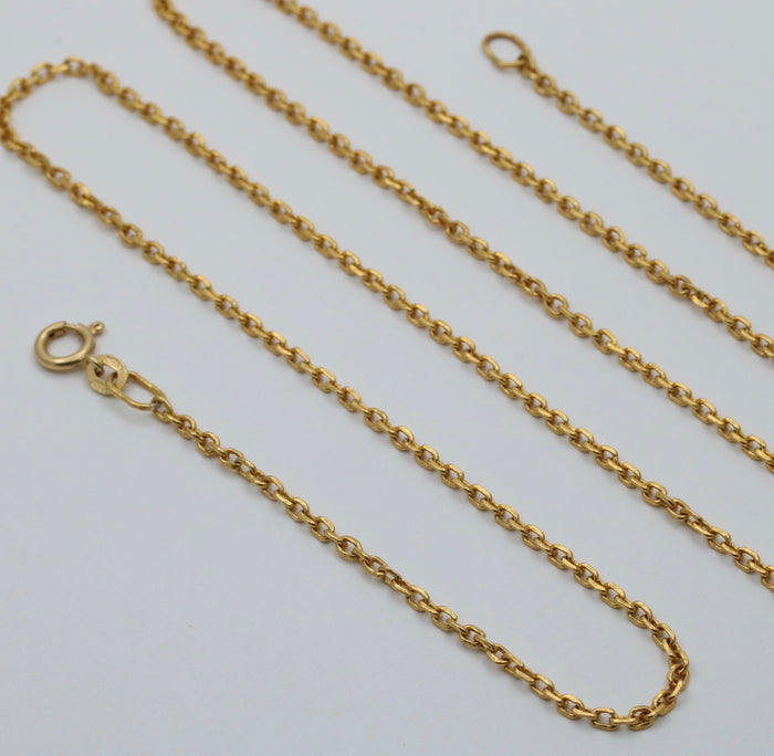 22K Gold Cable Link Chain, 23.5” Long