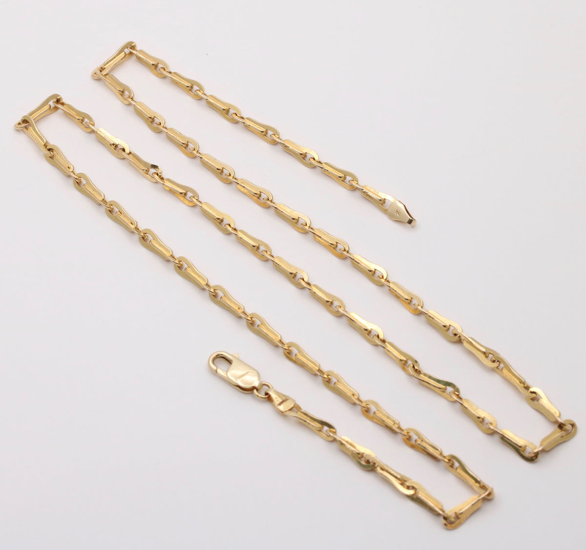Vintage 14K Gold Avocado Style Link Chain, 24” Long