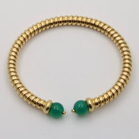 Vintage 18K Gold Tubogas Cuff with Chrysoprase