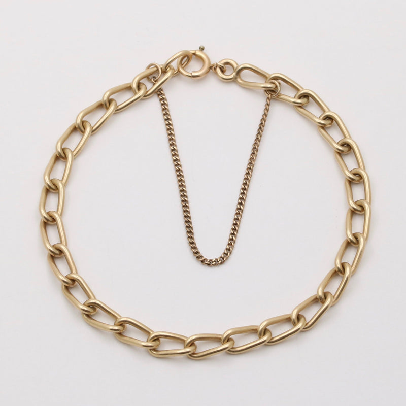 Vintage 14K Gold Oval Link Bracelet, 7” Long