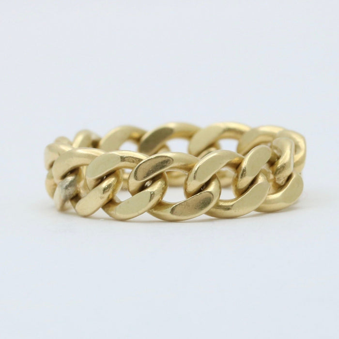 Vintage 18K Gold Curb Link Chain Ring, Size 6.5