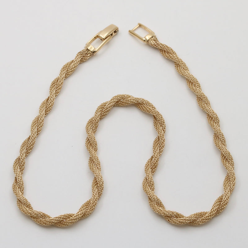 Vintage Mesh Twist 14K Gold Necklace, 16” Long