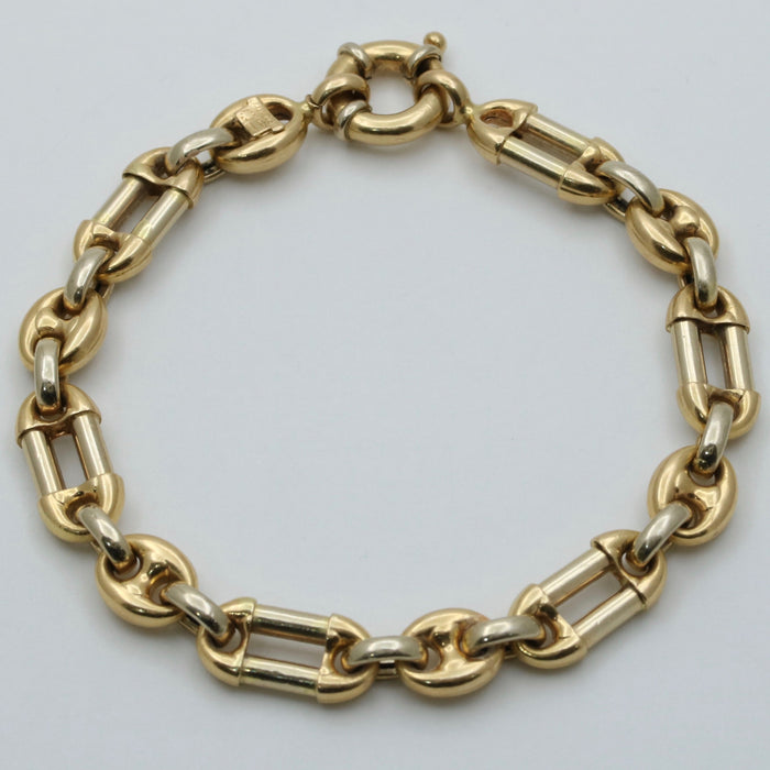 Vintage Trombone and Mariner Link Two-Tone 18K Gold Bracelet
