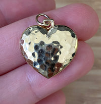 Vintage 14K Gold Hammered Puffy Heart Charm