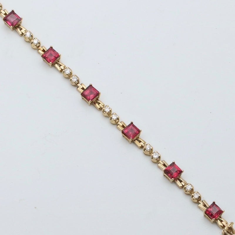 Vintage Rhodolite Garnet and Diamond Bracelet