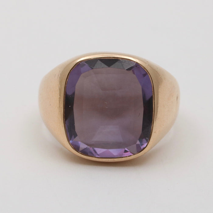 Large Vintage Purple-Blue Synthetic Sapphire Signet Ring
