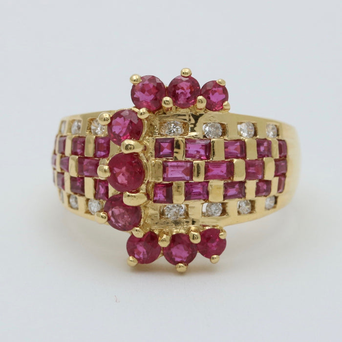 Vintage Ruby and Diamond Buckle Ring