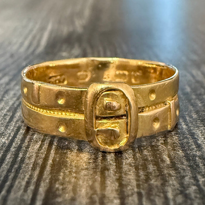 Vintage 18K Double Buckle Band, Size 7