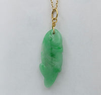 Vintage Carved Jade and 18K Gold Fish Charm