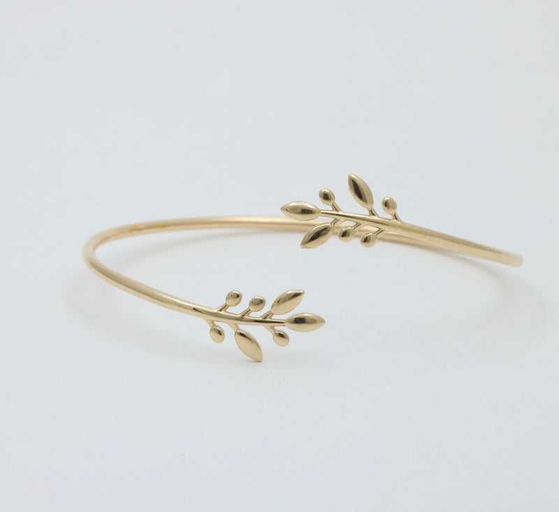 Laurel Leaf 10K Gold Bypass Cuff Bangle