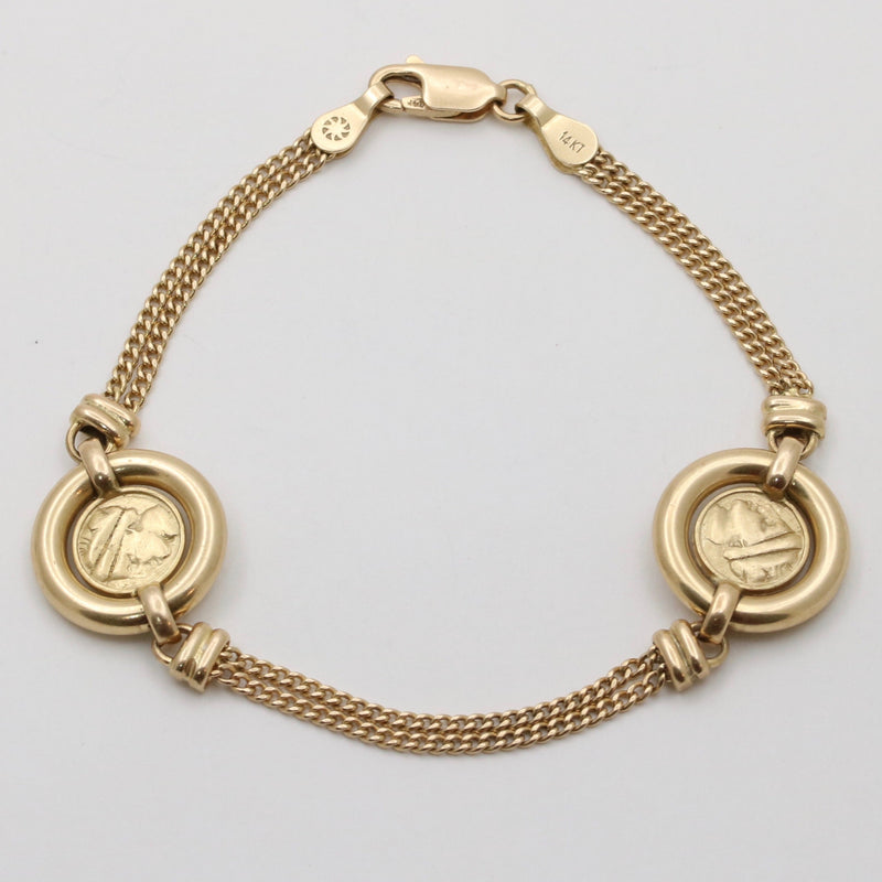 Vintage 14K Gold Double-Sided Coin Bracelet