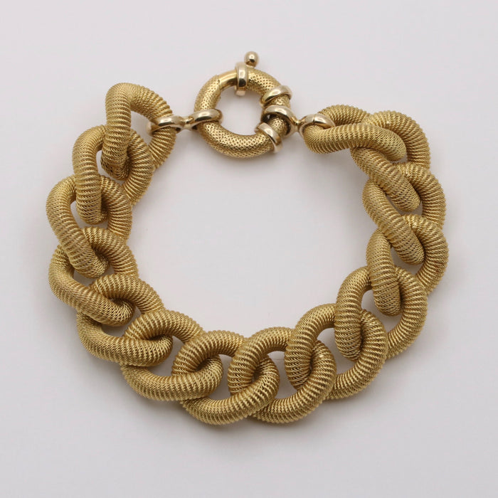 Vintage 18K Gold Woven Mesh Curb Link Bracelet