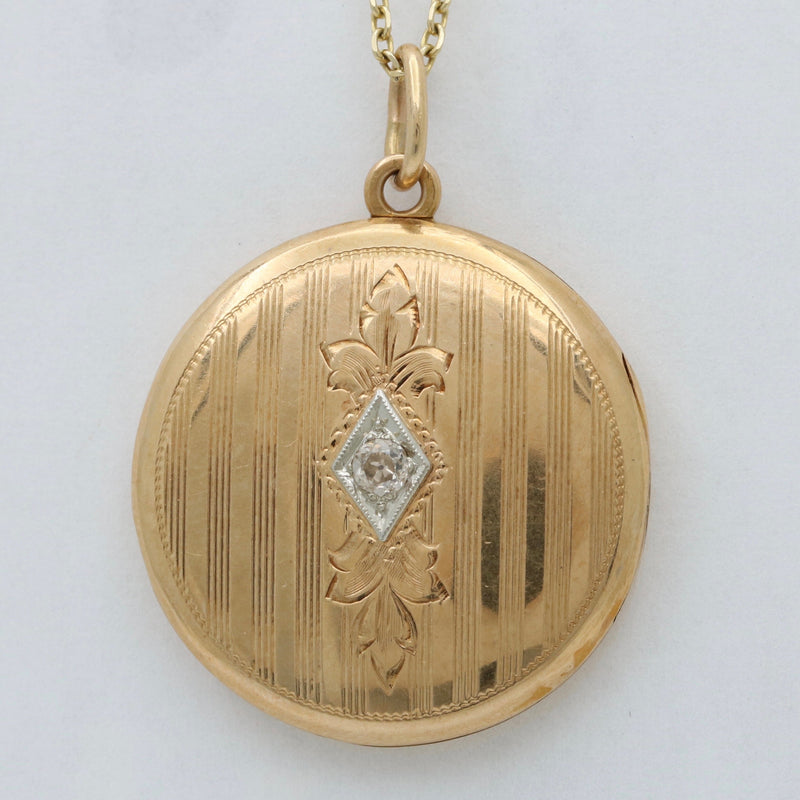 Art Deco Diamond and 14K Gold Locket