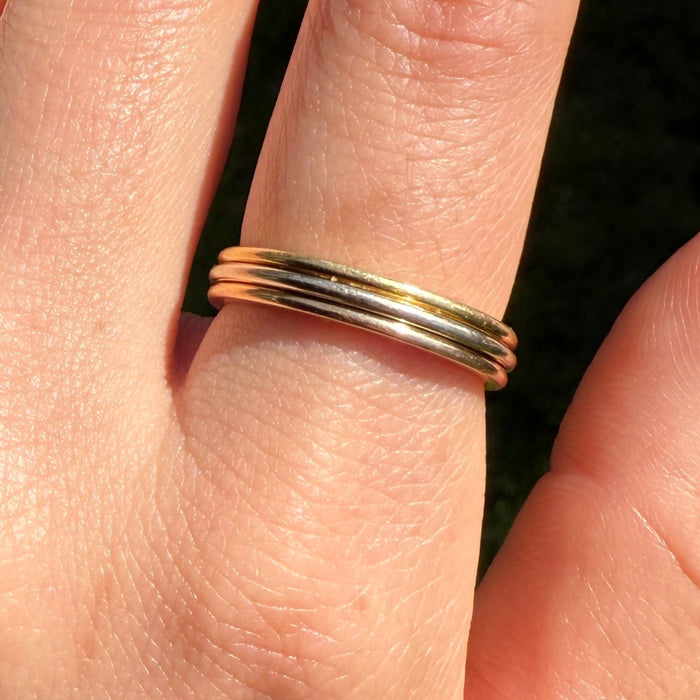Vintage French Cartier 18K Tricolor Gold Band, Size 9