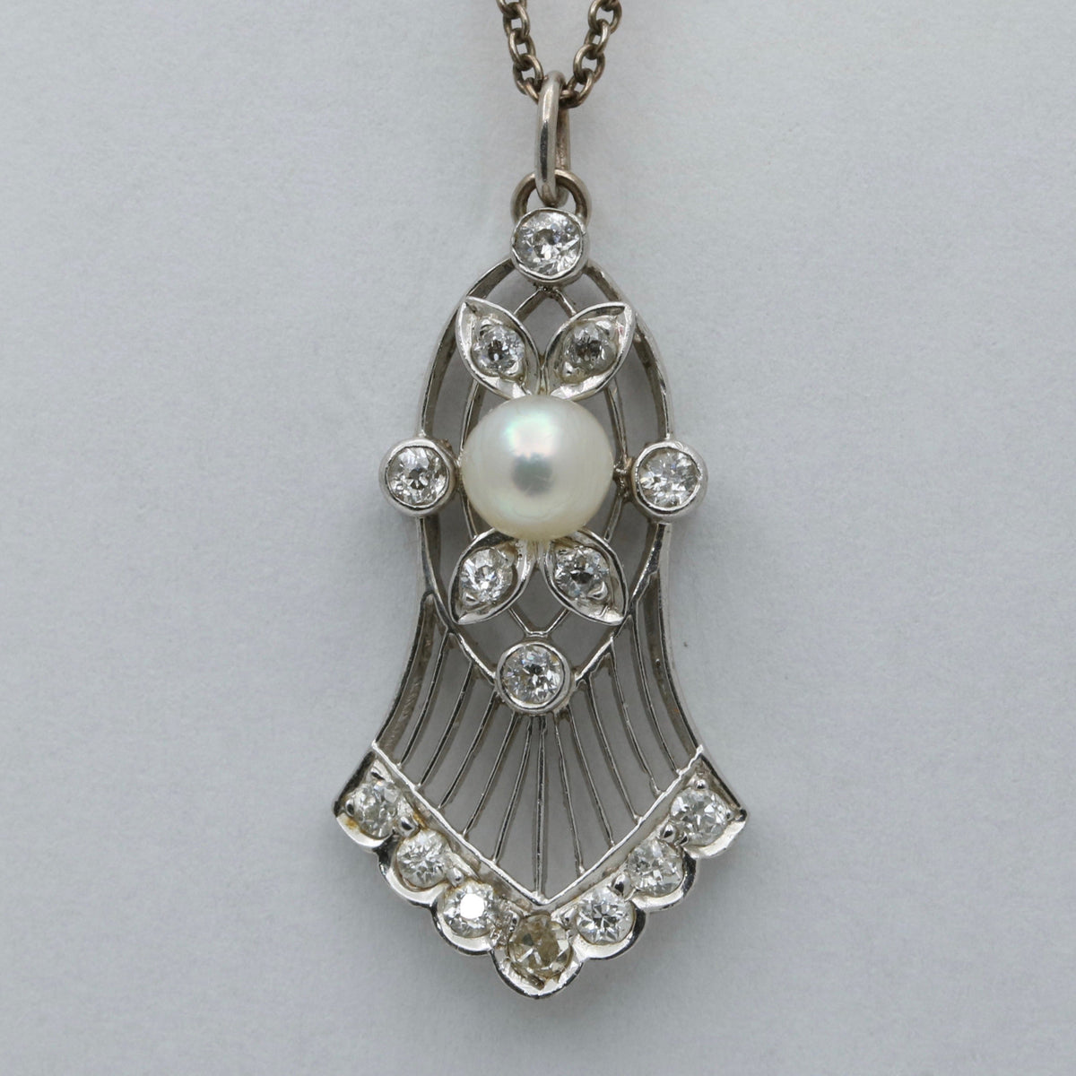 Edwardian Diamond and Pearl Bell Shaped Charm