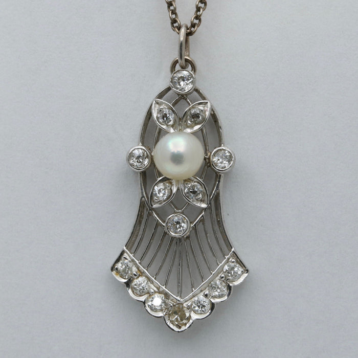 Edwardian Diamond and Pearl Bell Shaped Charm