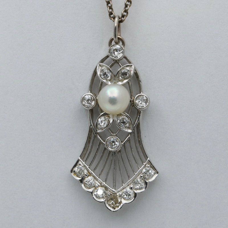 Edwardian Diamond and Pearl Bell Shaped Charm