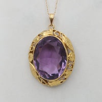 Arts and Craft Style 18.5 Ct Amethyst and 14K Gold Pendant