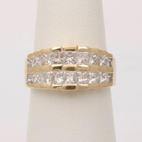 Vintage 1.8 Ct Princess Cut Diamond and 14K Gold Architectural Ring