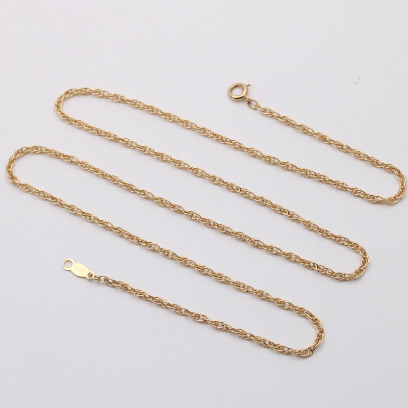 Vintage 14K Gold Rope Style Interlocking Link Chain, 18” Long