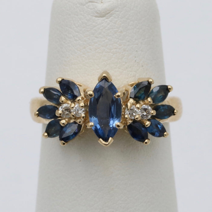 Vintage Marquise Sapphire and Diamond Ring