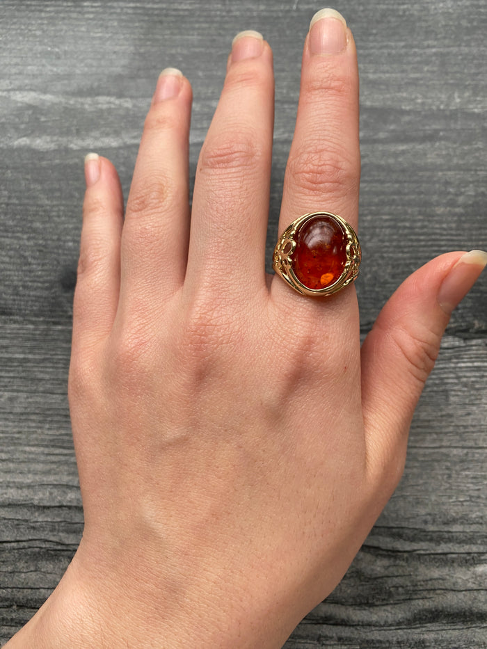 Vintage Amber and 14K Gold Ring