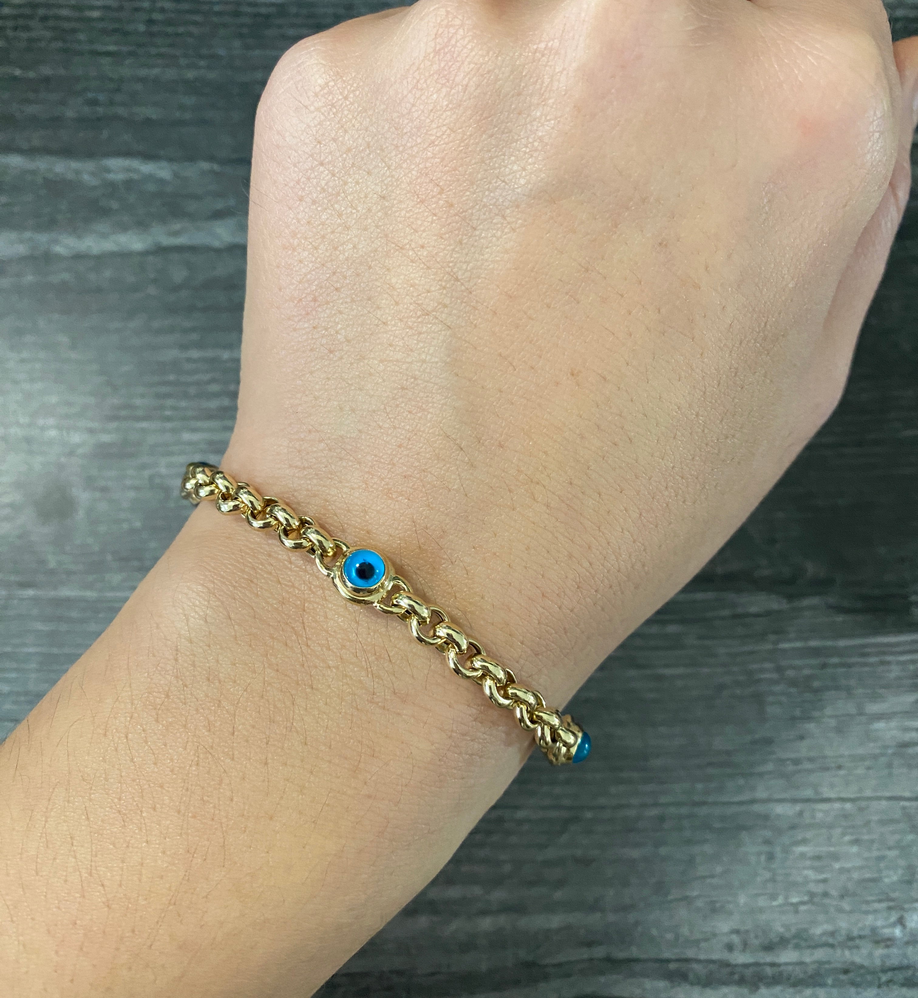 Double Link 14K Yellow Gold Chain Link Bracelet