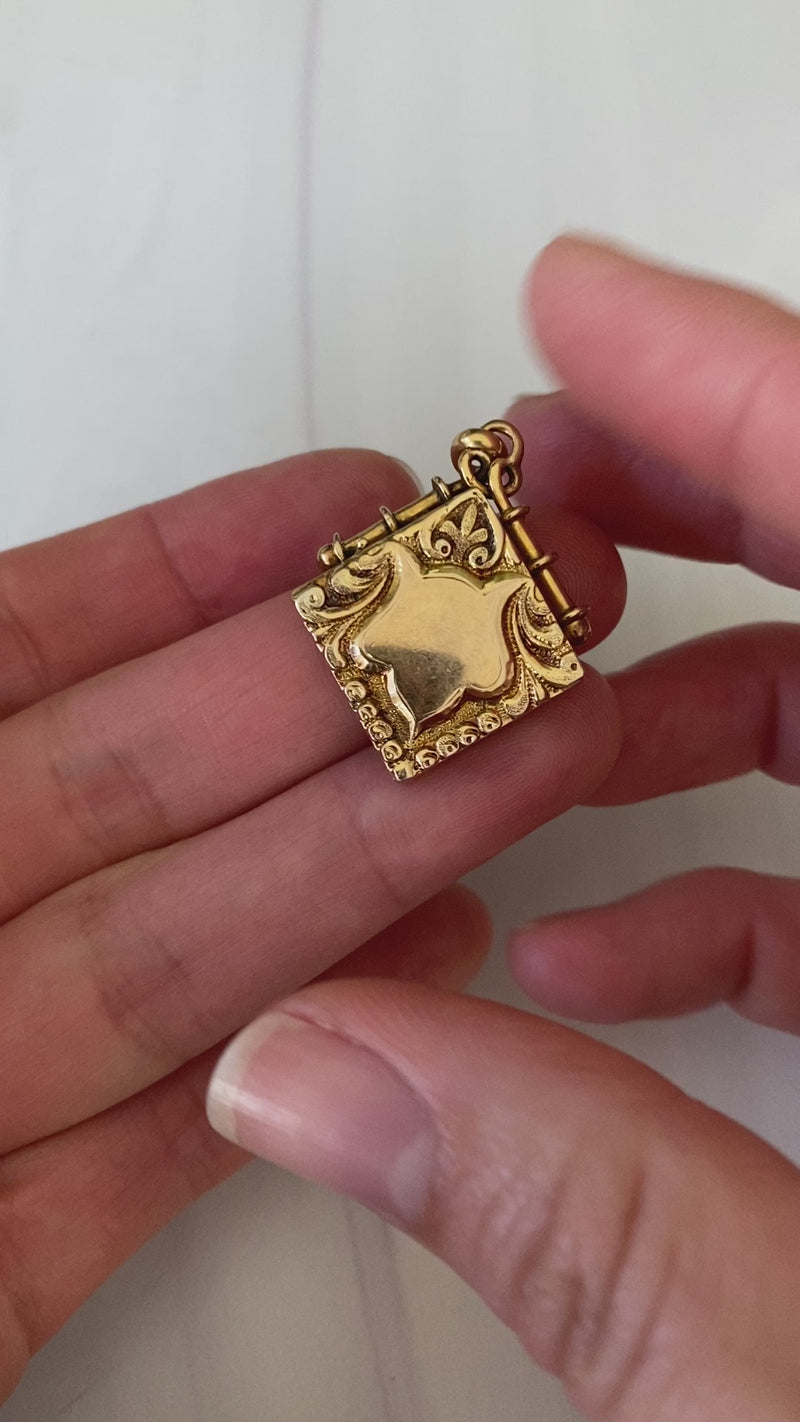 Antique 10K Gold Shield Locket Pendant