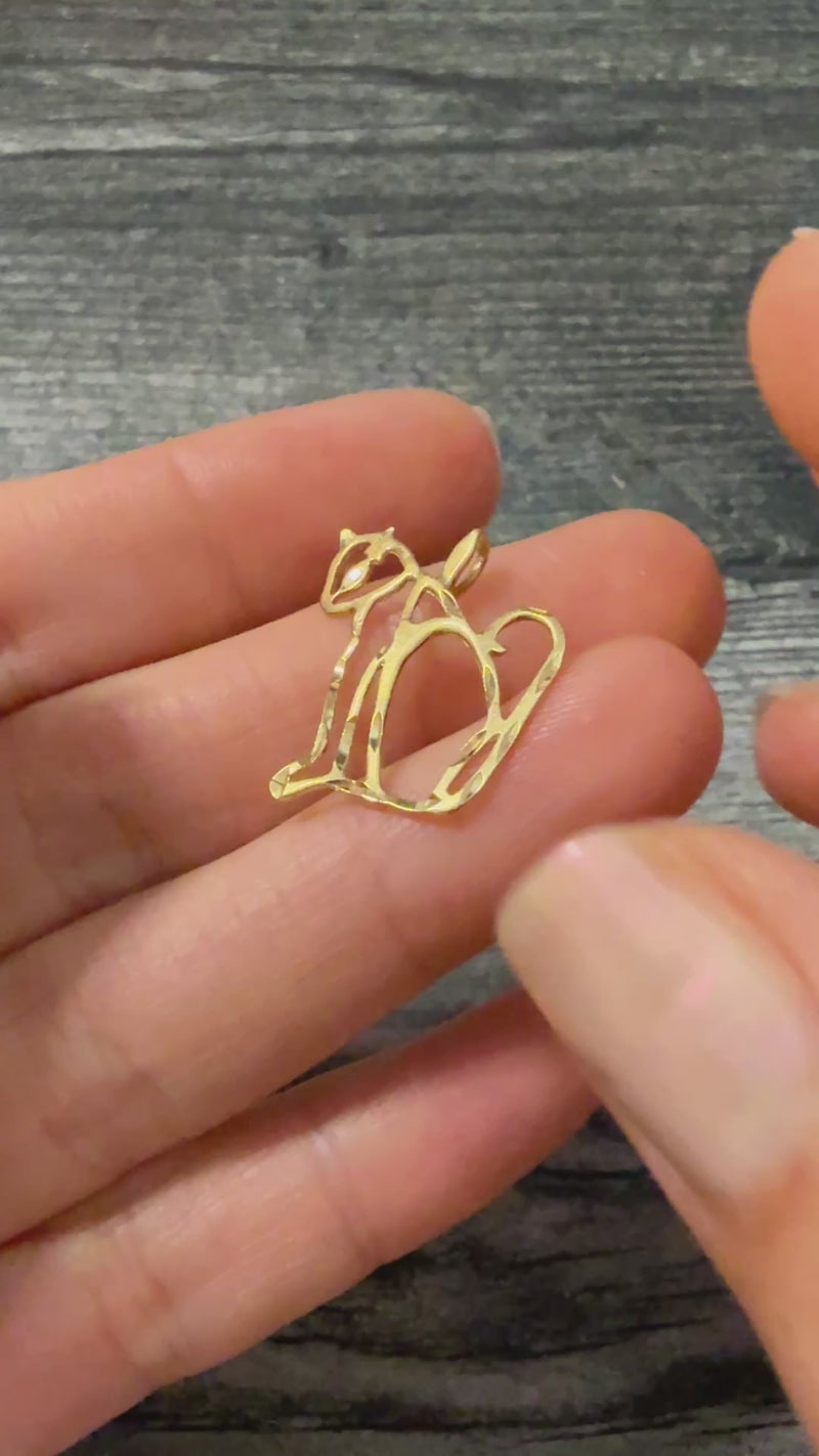 Vintage 14K Gold Cat Charm