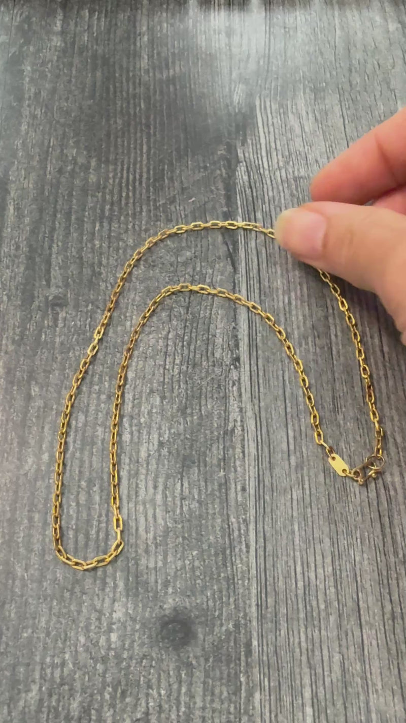 Vintage 18K Gold Paperclip Chain, 15.75" Long