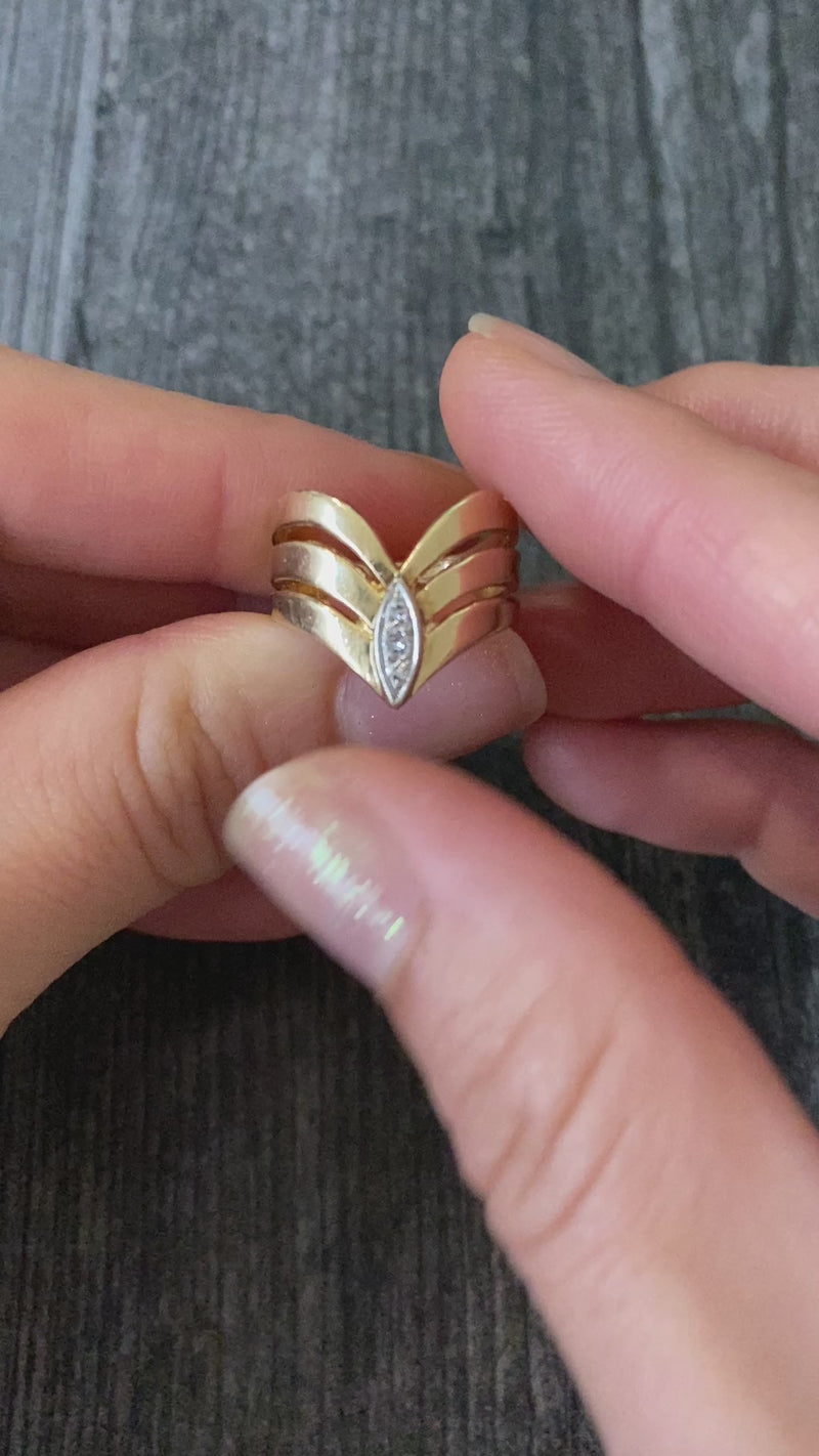 Vintage Diamond and 14K Gold Warrior Ring