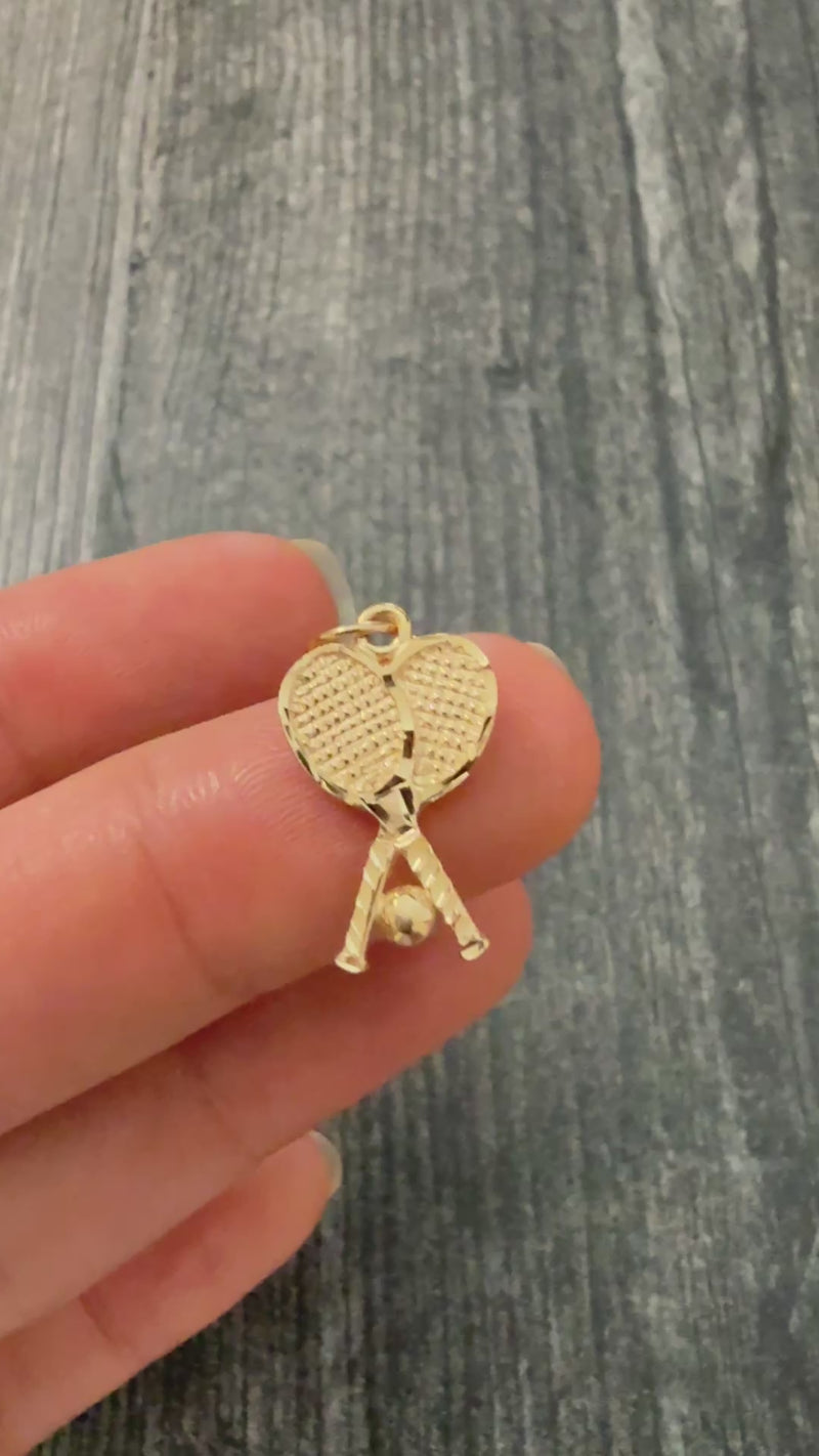 Vintage 14K Gold Tennis Racket and Ball Charm