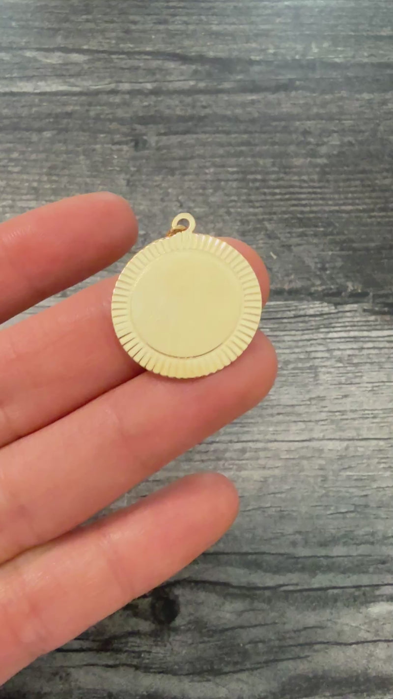 Vintage 14K Gold Engine Turned Disc Charm