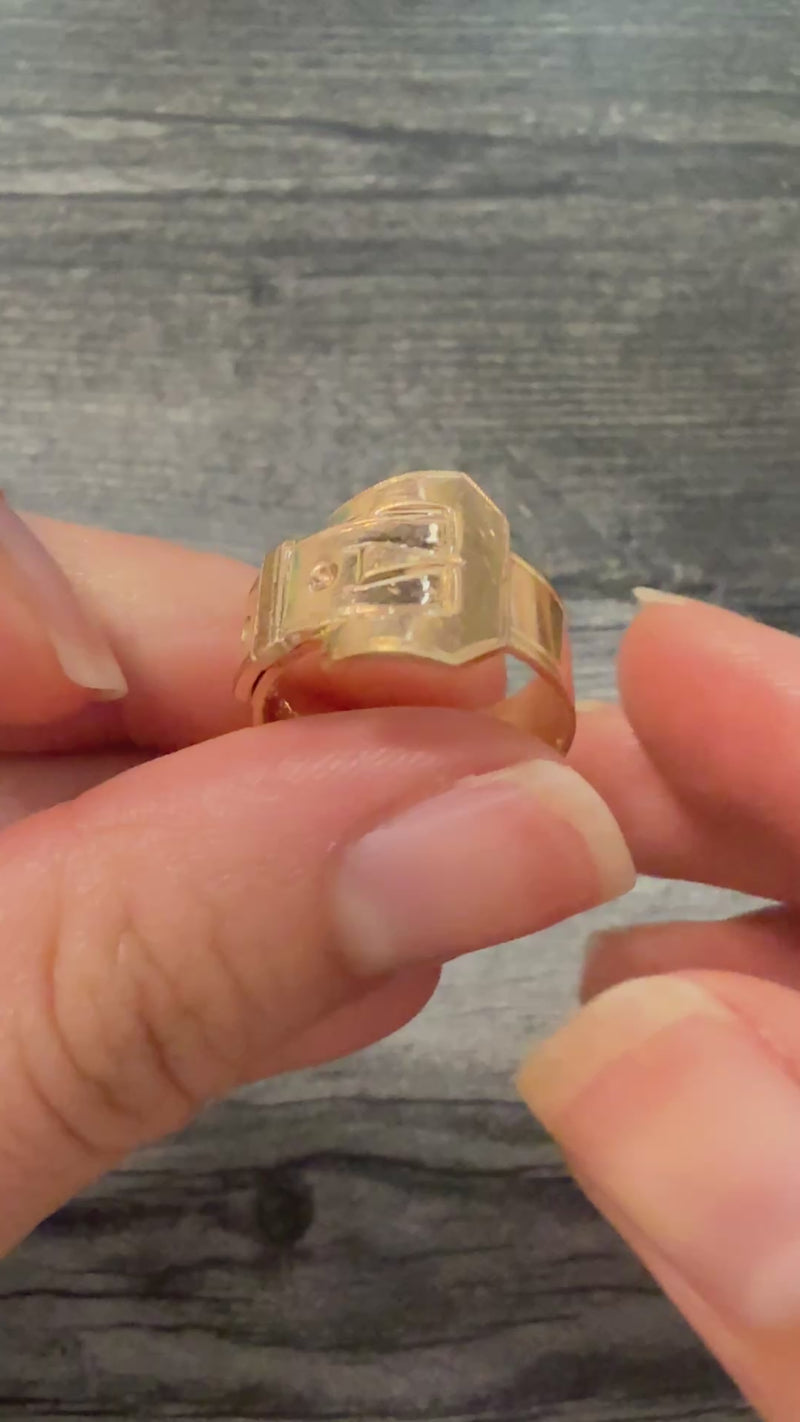 Retro 14K Gold Buckle Ring