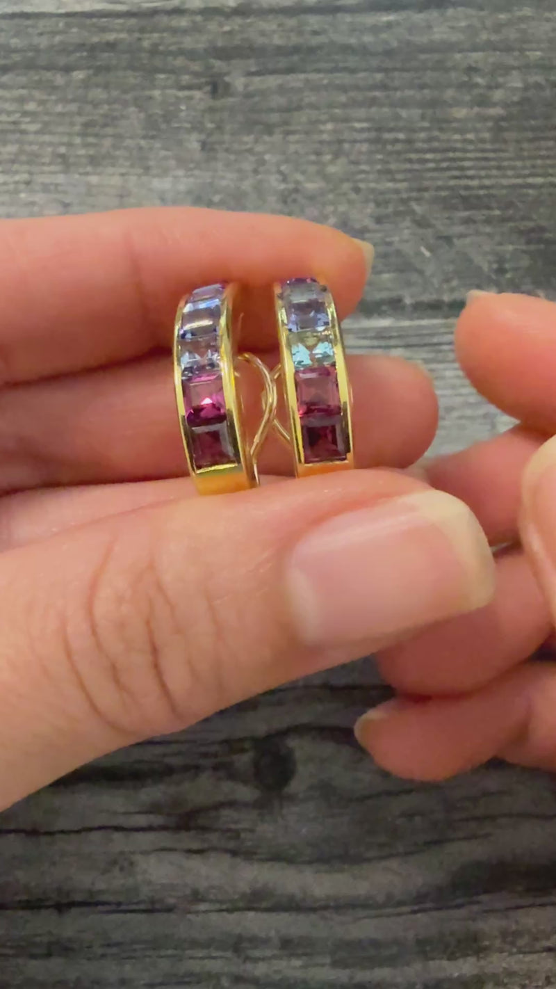 H. Stern Gradient Gemstone and 18K Gold Huggie Earrings