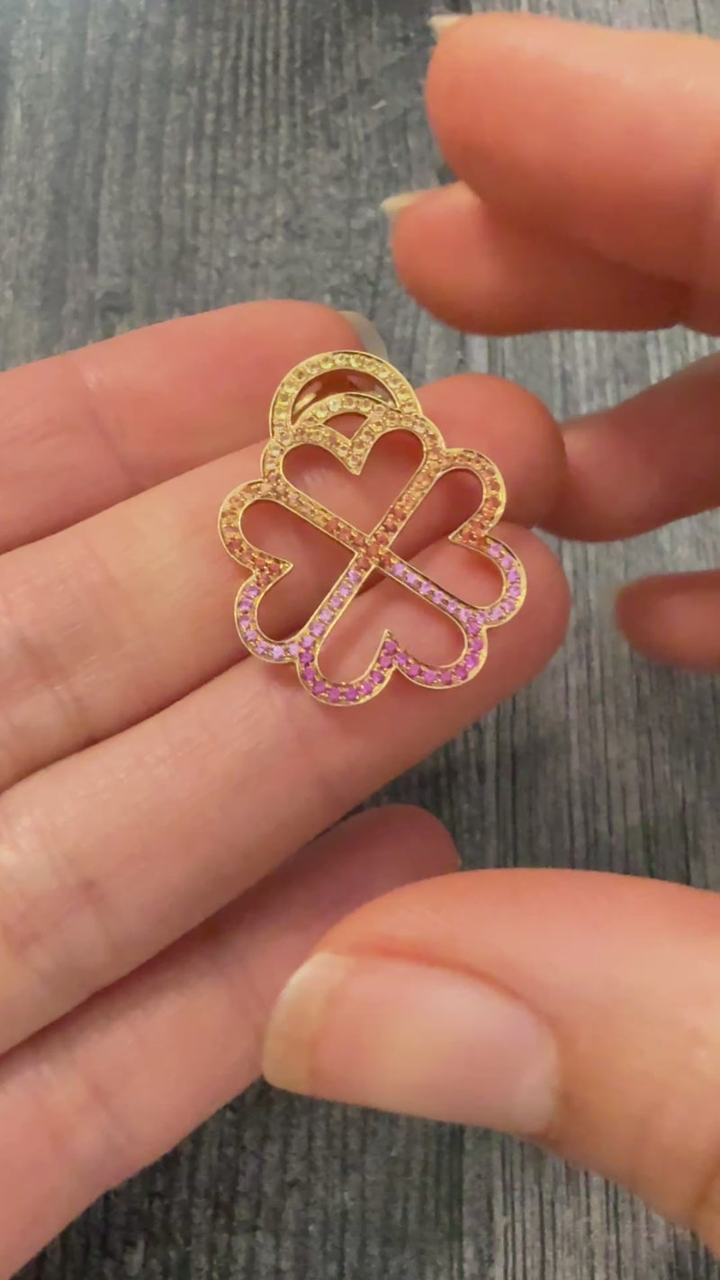 Rainbow Sapphire and 18K Gold Clover Pendant by Devon Woodhill
