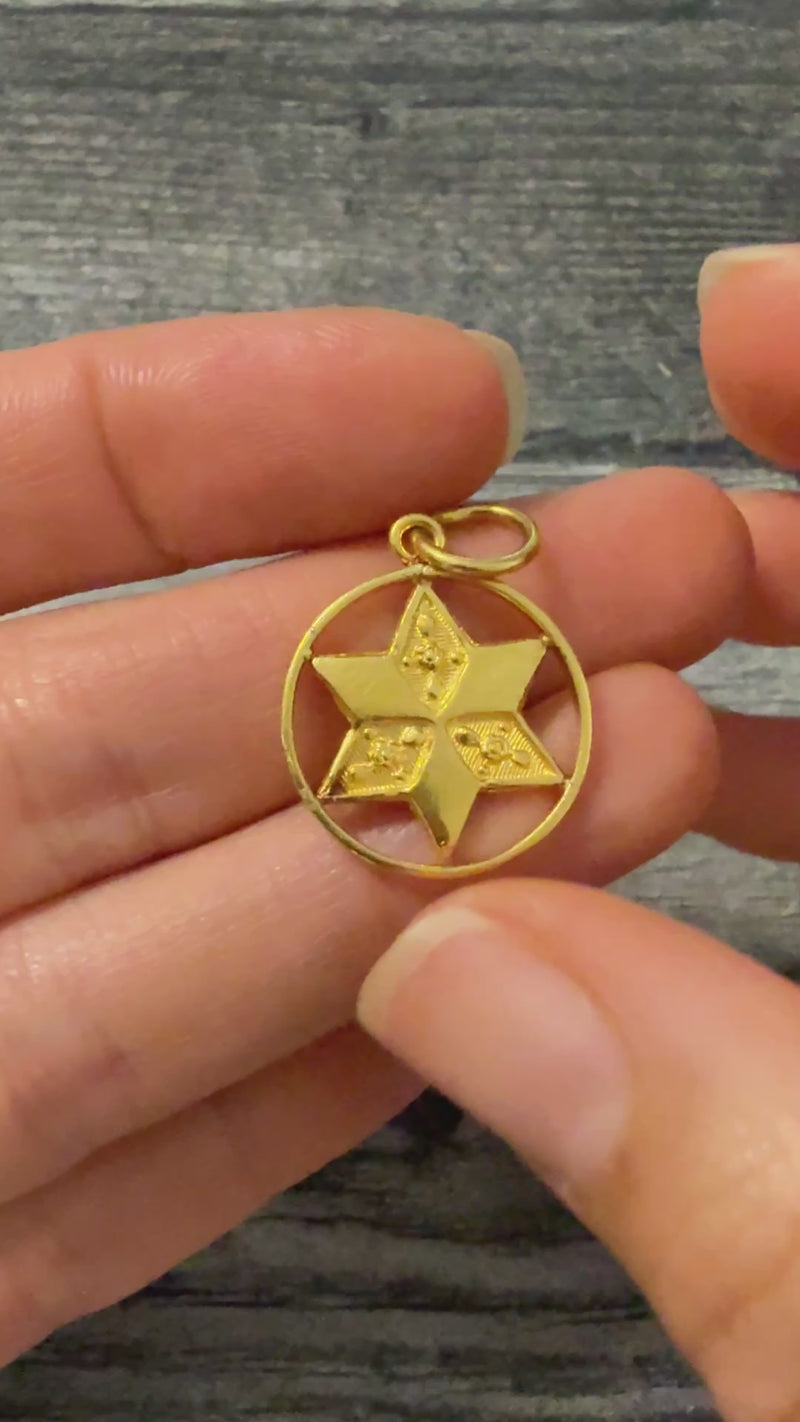22K Gold Star Flower Charm