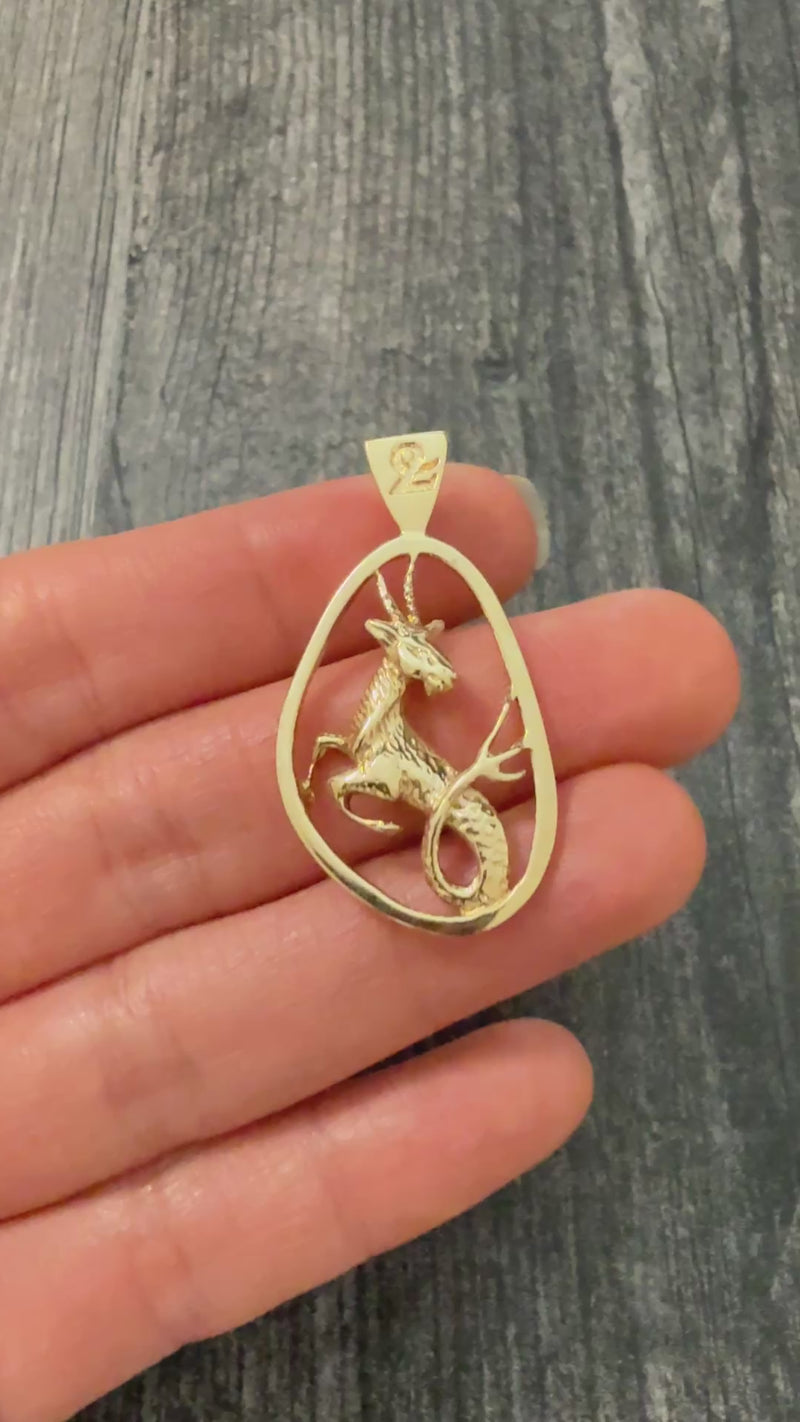 Large Vintage 14K Gold Capricorn Zodiac Charm