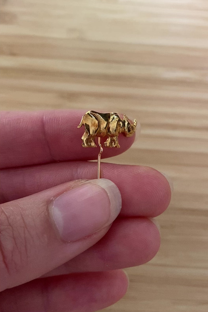 Vintage 18K Gold Rhinoceros Stick Pin