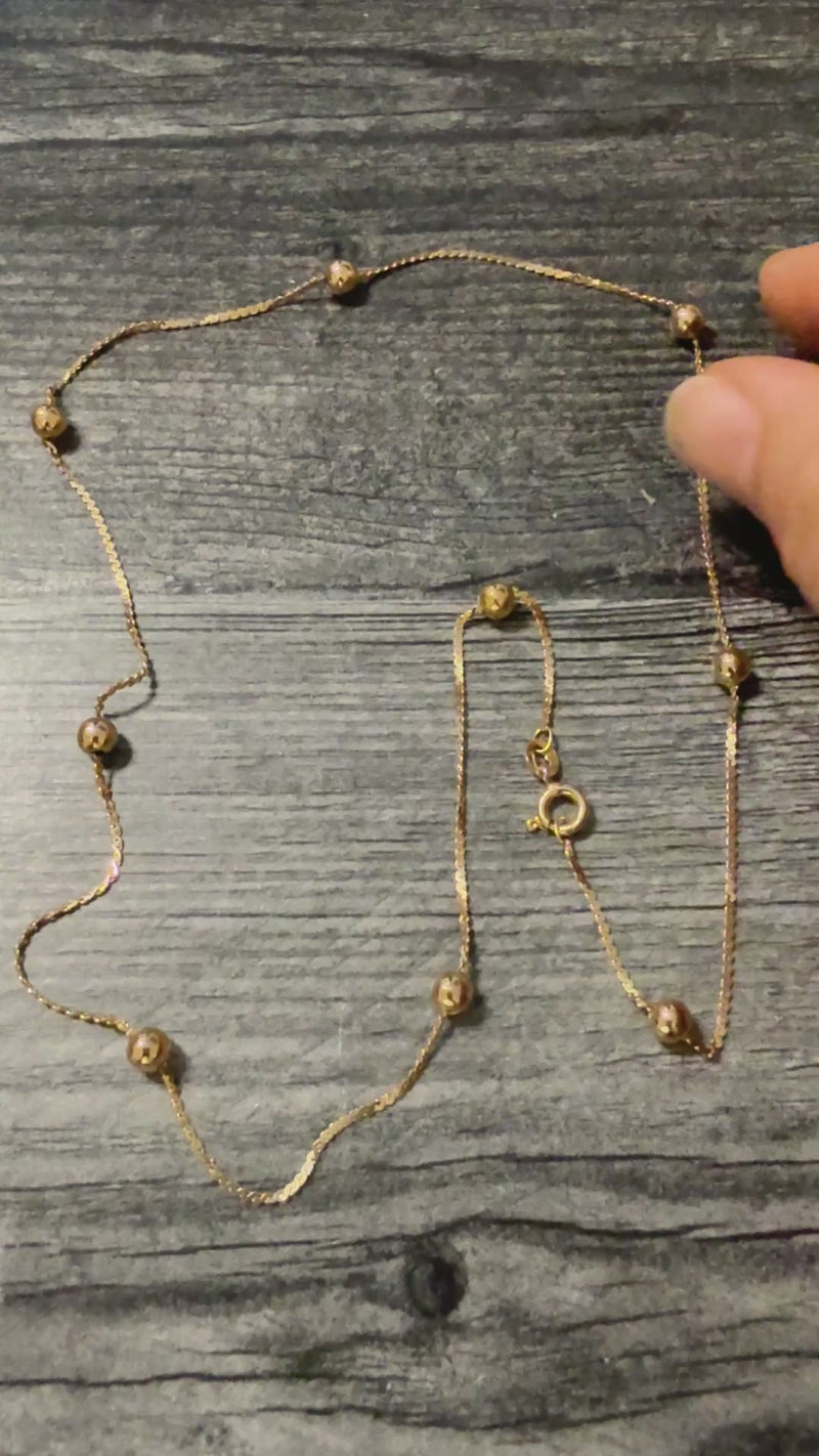 Vintage 14K Gold Ball and S Link Chain, 18.25" Long